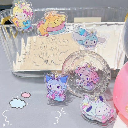 Double Sided Charms Acrylic Paper Binder Clips Clamp Sanrio Mikko Kirby Winnie the Pooh Lotso My Little Pony Toy Story