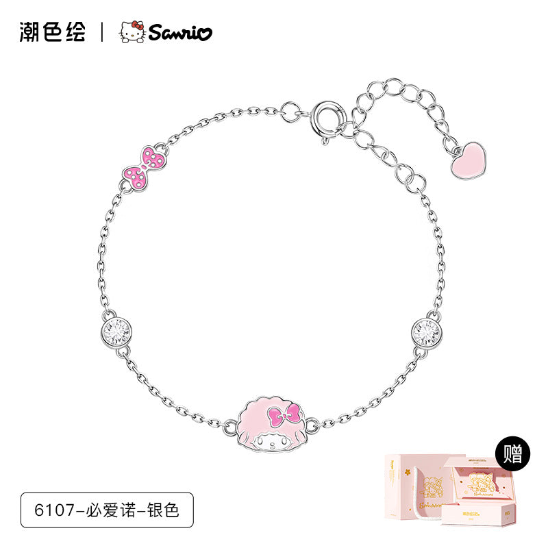 Kuromi Candy Bow 925 Sterling Silver Bracelet
