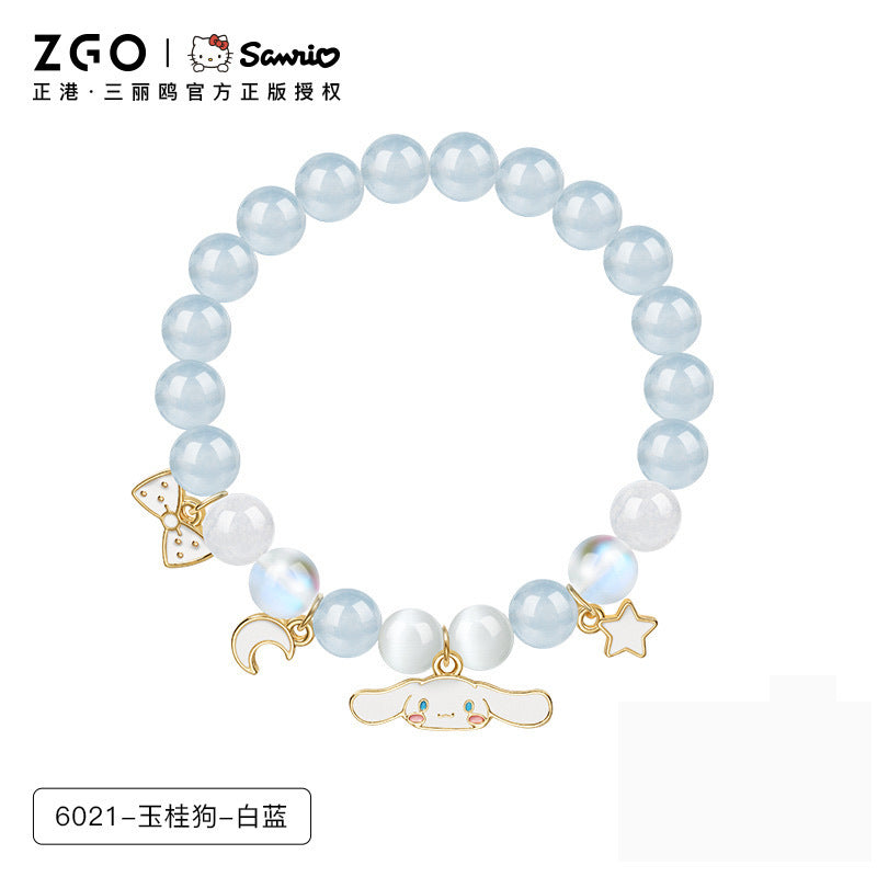 Kuromi Pink Black Purple Crystal Agate Bracelet