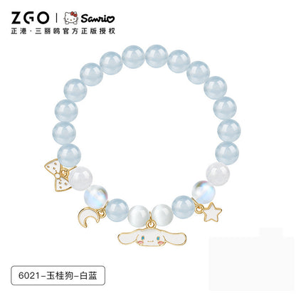 Kuromi Pink Black Purple Crystal Agate Bracelet