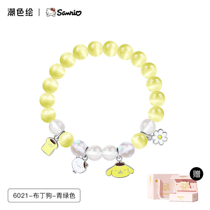 Kuromi Pink Black Purple Crystal Agate Bracelet