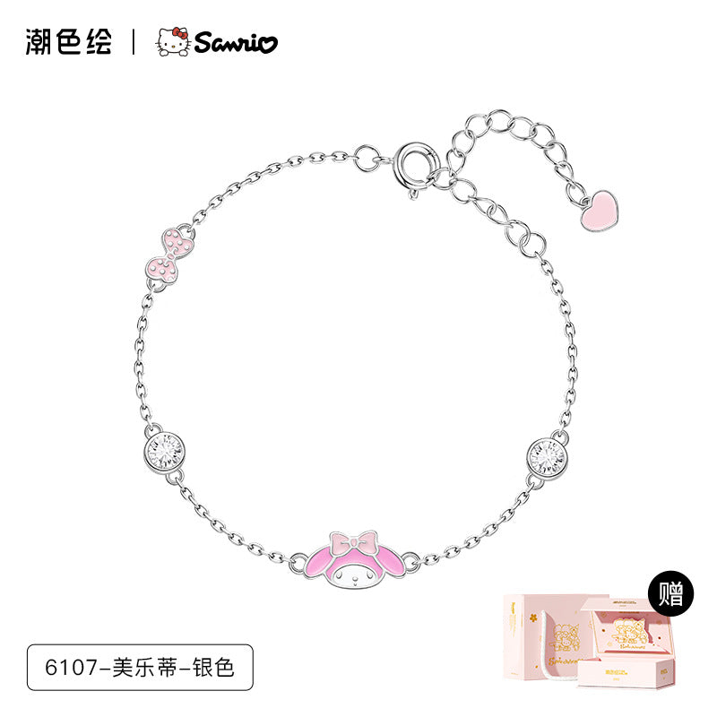 Kuromi Candy Bow 925 Sterling Silver Bracelet