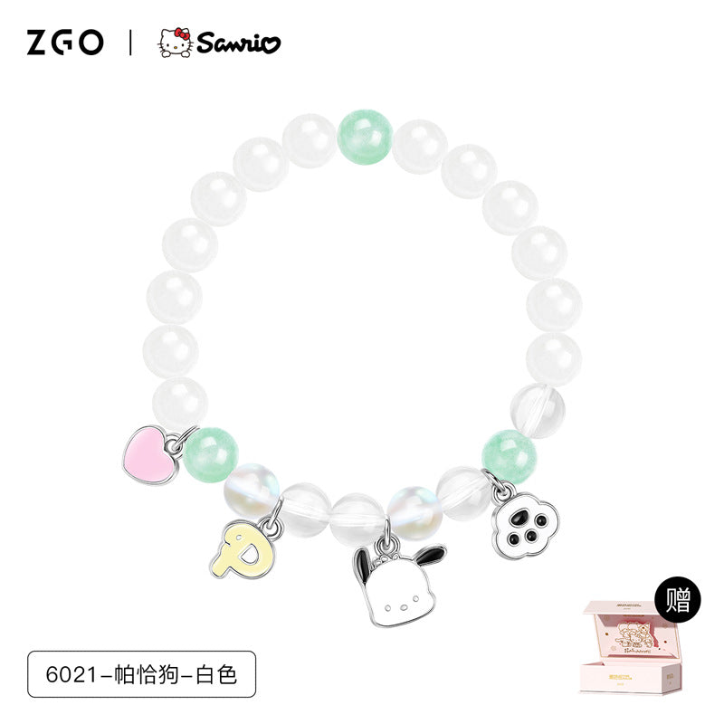 Kuromi Pink Black Purple Crystal Agate Bracelet