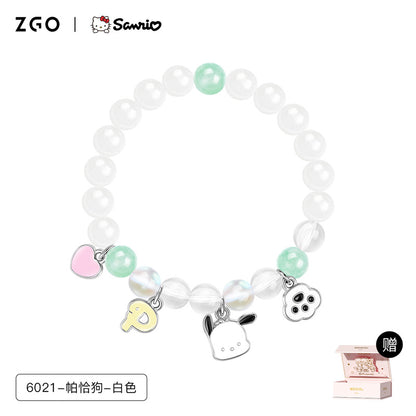 Kuromi Pink Black Purple Crystal Agate Bracelet