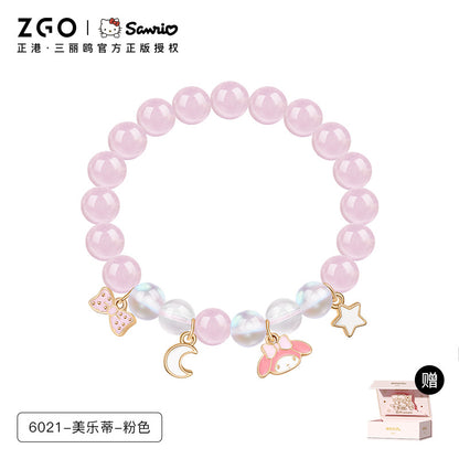 Kuromi Pink Black Purple Crystal Agate Bracelet