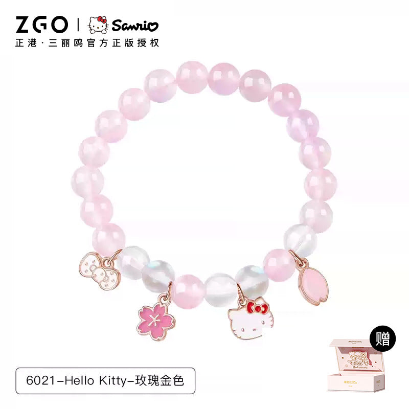 Kuromi Pink Black Purple Crystal Agate Bracelet