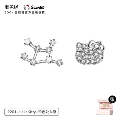 Hello Kitty Zodiac Signs 925 Sterling Silver Stud Earrings