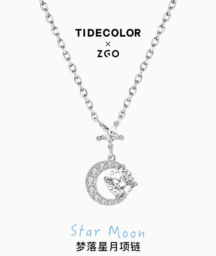 Star & Moon 925 Sterling Silver Necklace