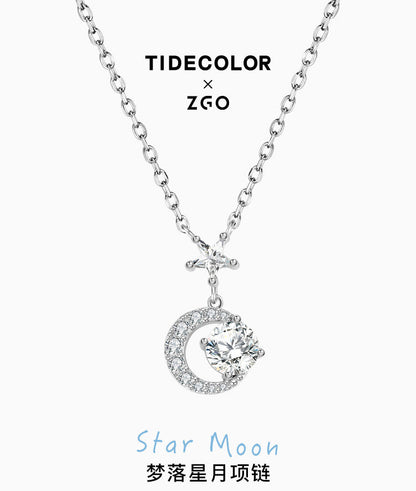 Star & Moon 925 Sterling Silver Necklace