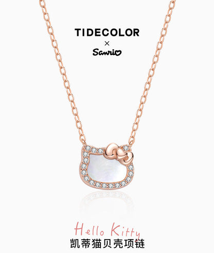 Hello Kitty Pearl Shell 925 Sterling Silver Necklace
