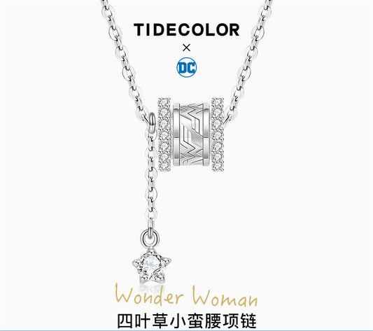 Wonder Woman Clover Star 925 Sterling Silver Necklace