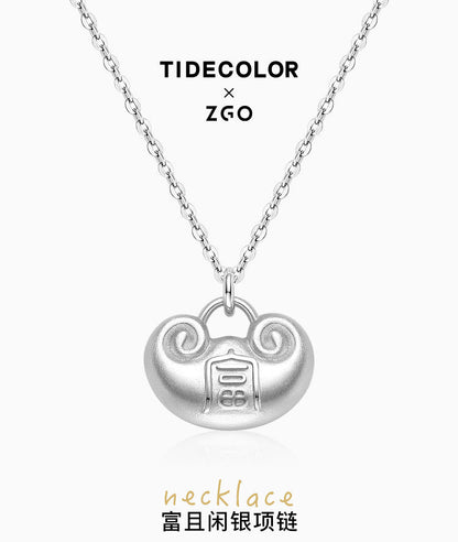 Silver Ingot Lock 925 Sterling Silver Necklace