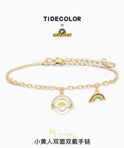 Minions Headphone Rainbow 925 Sterling Silver Bracelet