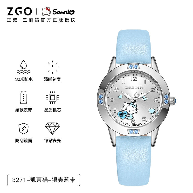 Hello Kitty/Cinnamoroll Crystal Quartz Watch Stainless Steel 30M Waterproof Glow in the Dark