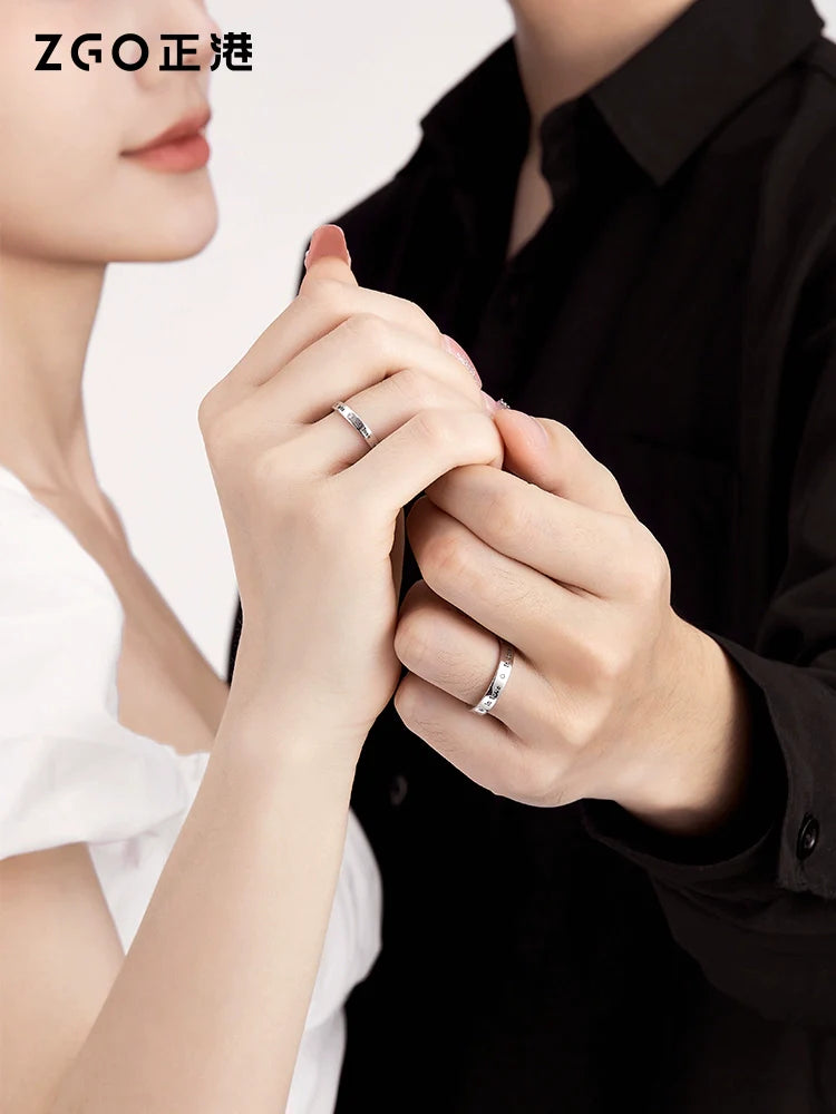 In Love Plain 925 Sterling Silver Couples' Open Rings