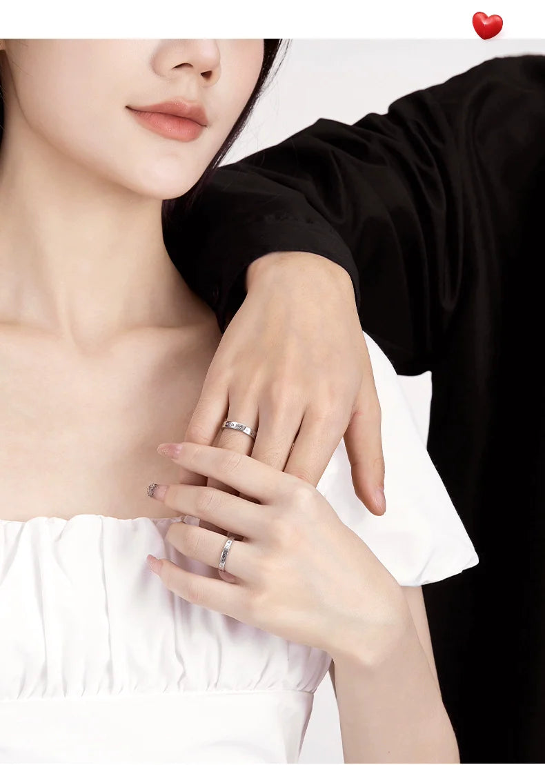In Love Plain 925 Sterling Silver Couples' Open Rings