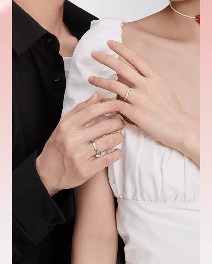 Love Projection Plain 925 Sterling Silver Couples' Rings