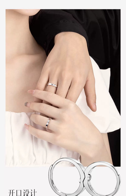 Kissing Faces 925 Sterling Silver Couples' Rings