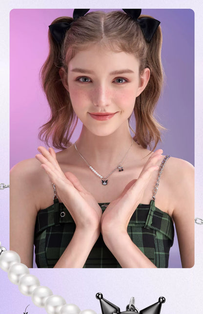 Kuromi Cherry 925 Sterling Silver Pearl Necklace