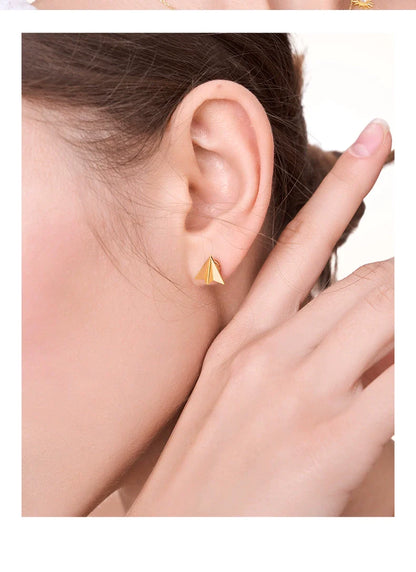 Origami Airplane 925 Sterling Silver Stud Earrings