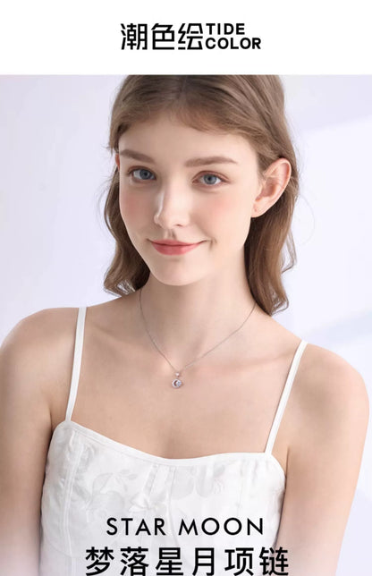 Star & Moon 925 Sterling Silver Necklace