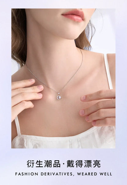 Star & Moon 925 Sterling Silver Necklace