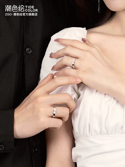 Kissing Faces 925 Sterling Silver Couples' Rings