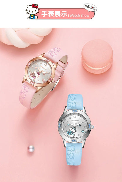 Hello Kitty/Cinnamoroll Crystal Quartz Watch Stainless Steel 30M Waterproof Glow in the Dark