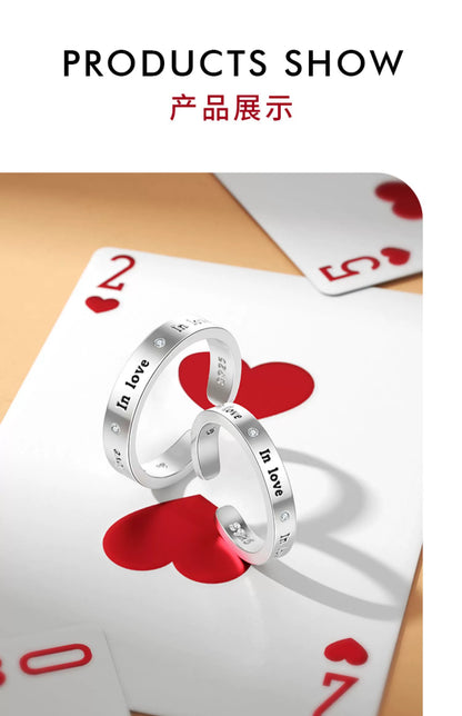 In Love Plain 925 Sterling Silver Couples' Open Rings