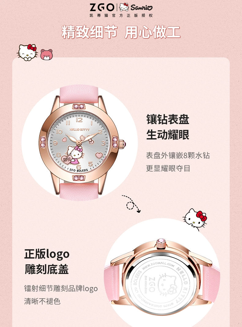 Hello Kitty/Cinnamoroll Crystal Quartz Watch Stainless Steel 30M Waterproof Glow in the Dark