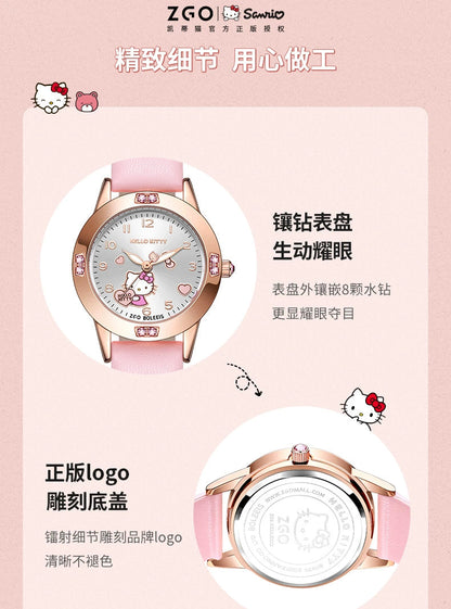 Hello Kitty/Cinnamoroll Crystal Quartz Watch Stainless Steel 30M Waterproof Glow in the Dark