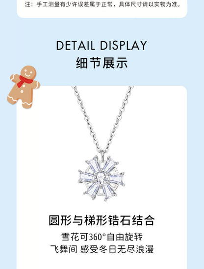 Dancing Snowflake Zircon 925 Sterling Silver Necklace