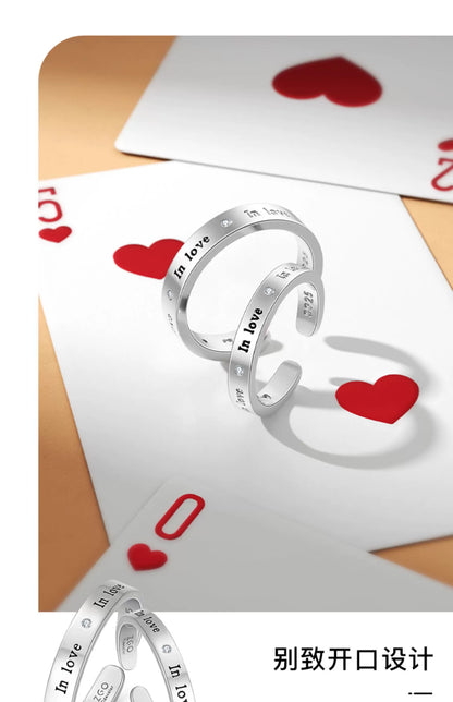 In Love Plain 925 Sterling Silver Couples' Open Rings