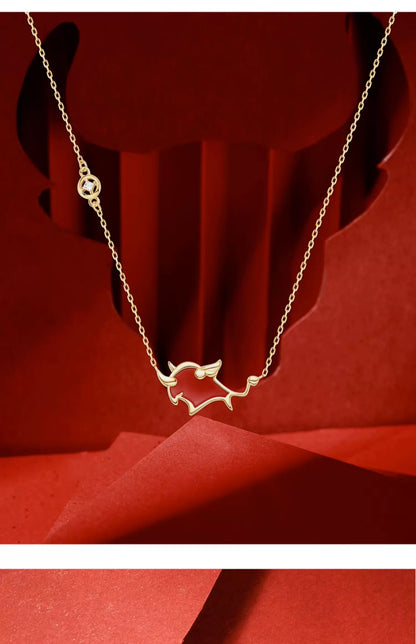 Lucky Red Ox 925 Sterling Silver Thermochromic Necklace