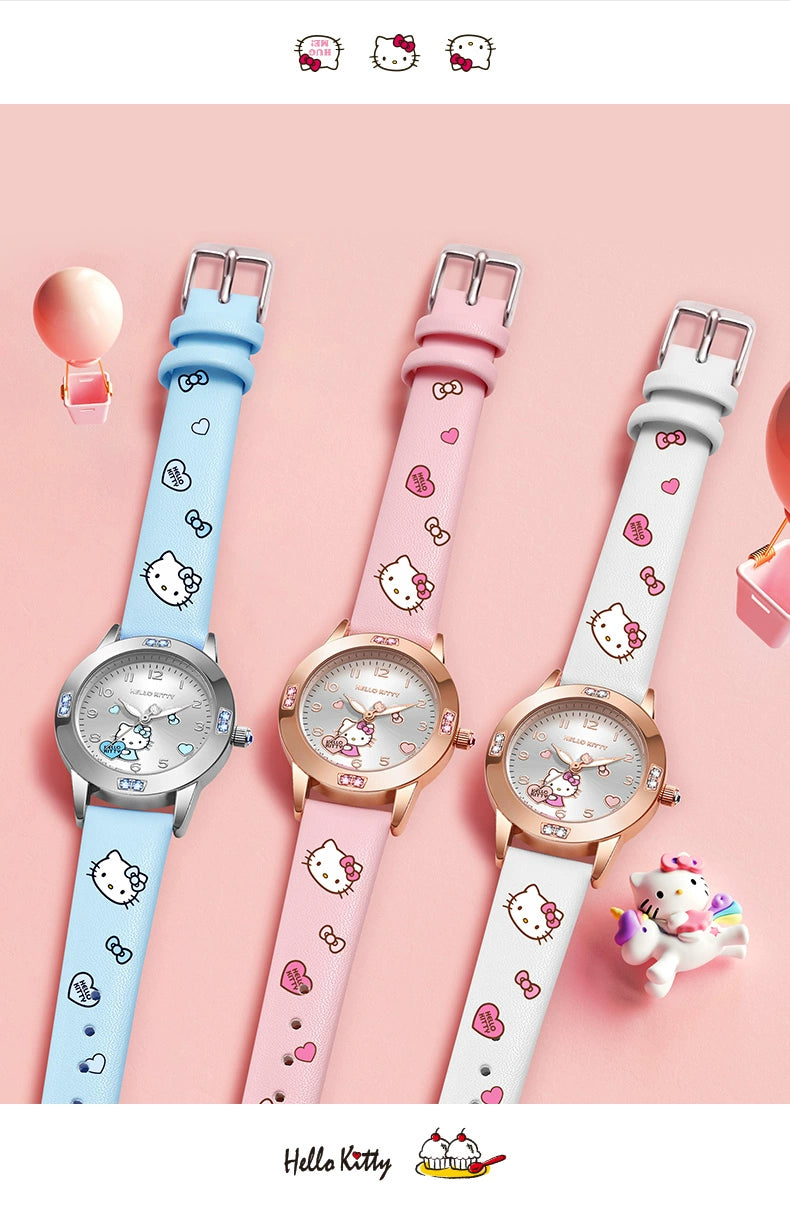 Hello Kitty/Cinnamoroll Crystal Quartz Watch Stainless Steel 30M Waterproof Glow in the Dark