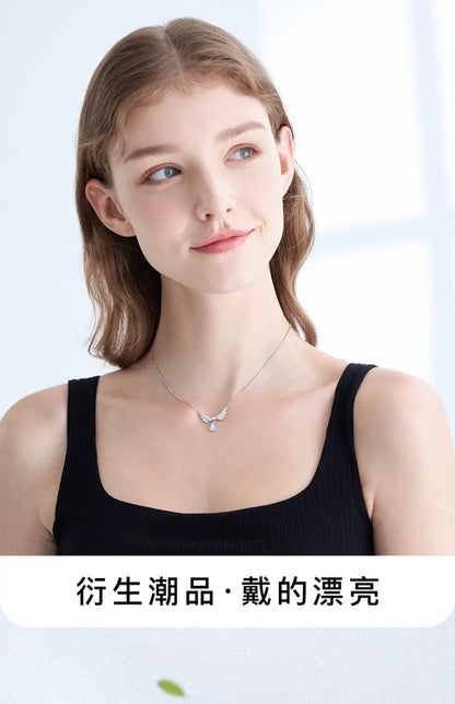 Angel's Wings Water Droplet Moonstone 925 Sterling Silver Necklace