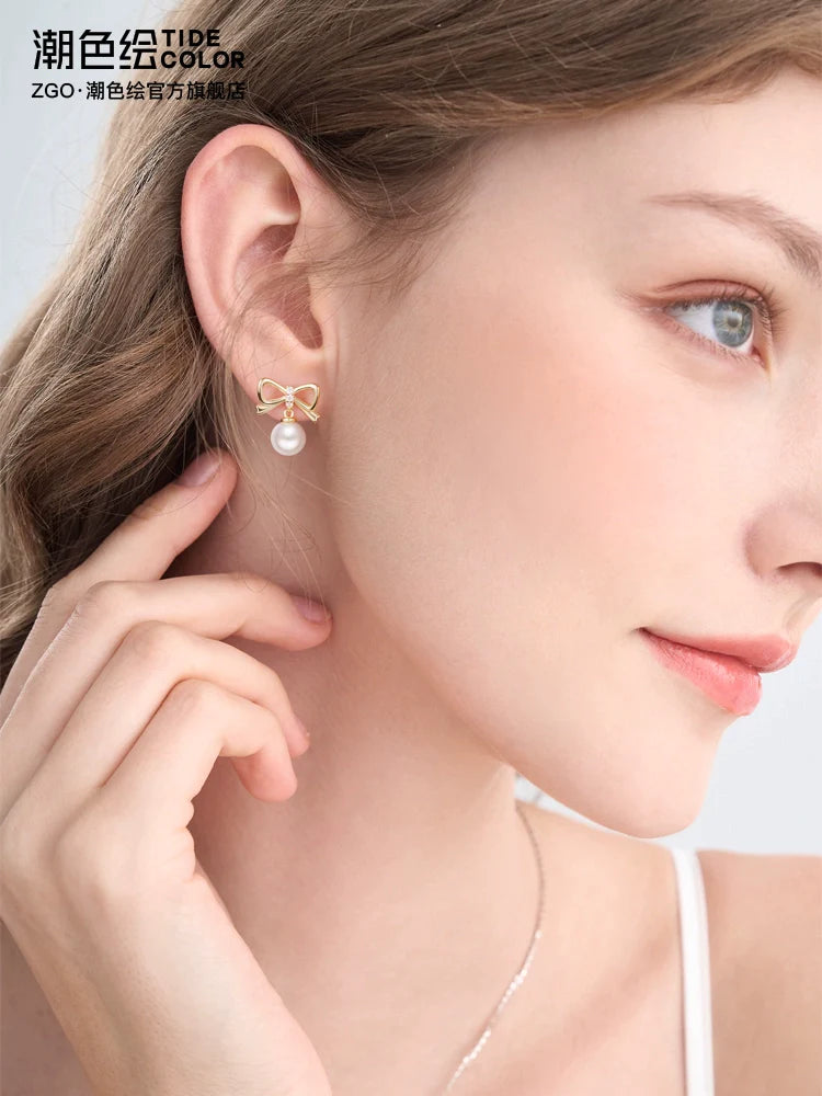 Bow Pearls 925 Sterling Silver Earrings