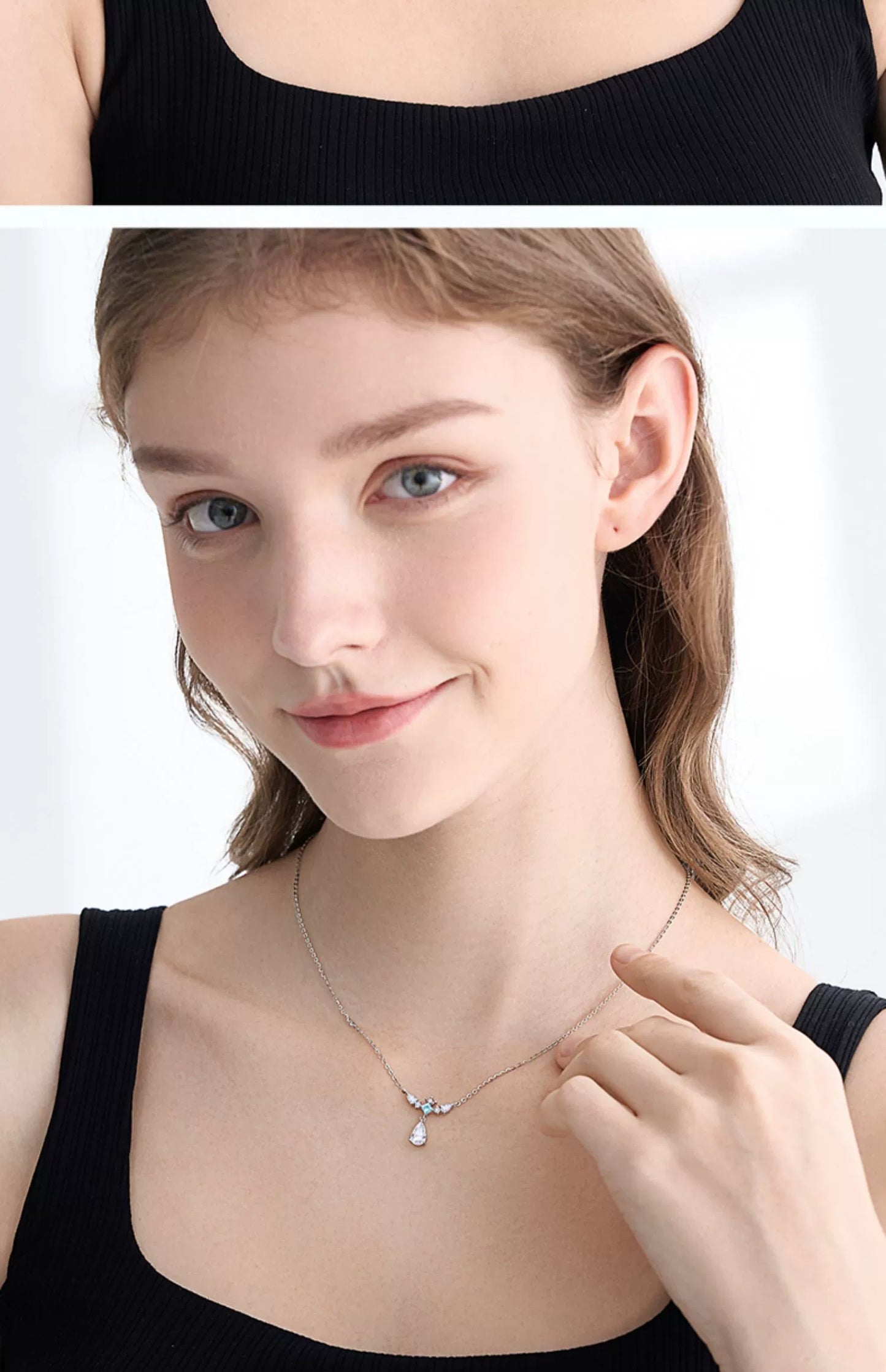 Water Droplet Zircon 925 Sterling Silver Necklace