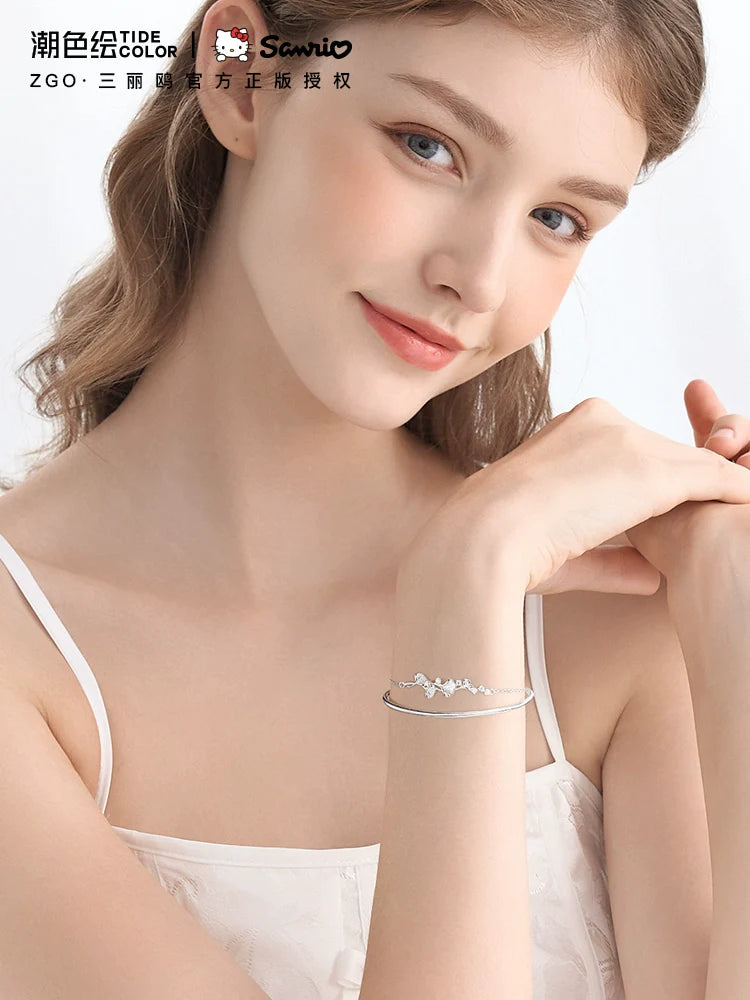 Ginkgo Leaf Double Chain 925 Sterling Silver Bracelet