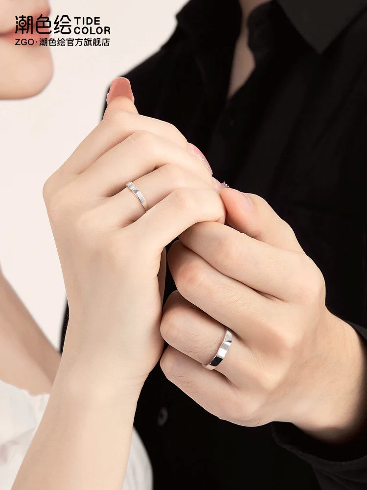 Kissing Faces 925 Sterling Silver Couples' Rings
