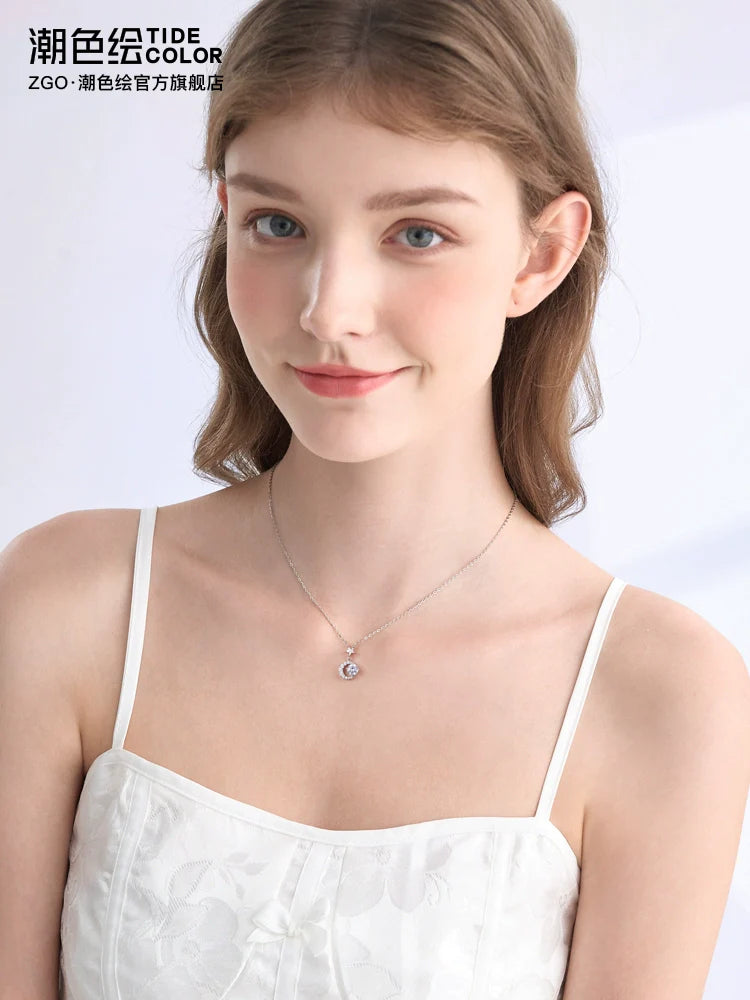 Star & Moon 925 Sterling Silver Necklace