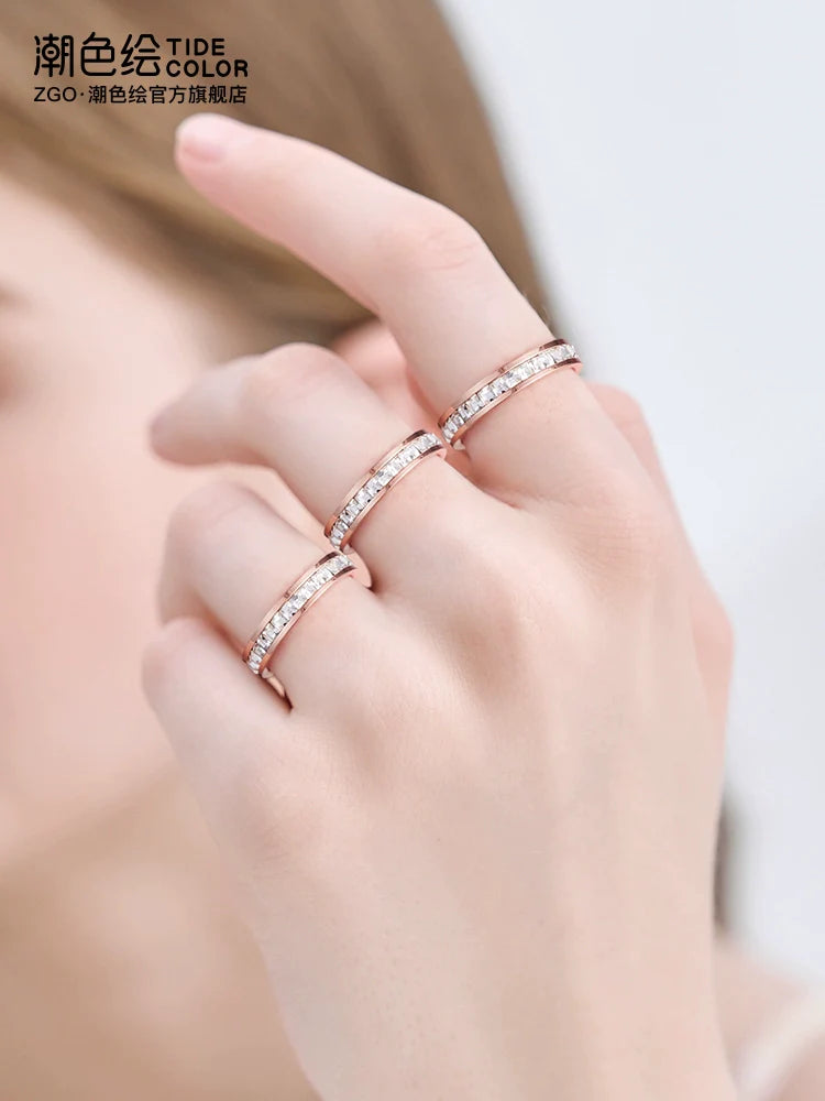 Starry Sky Zircon Titanium Steel Ring