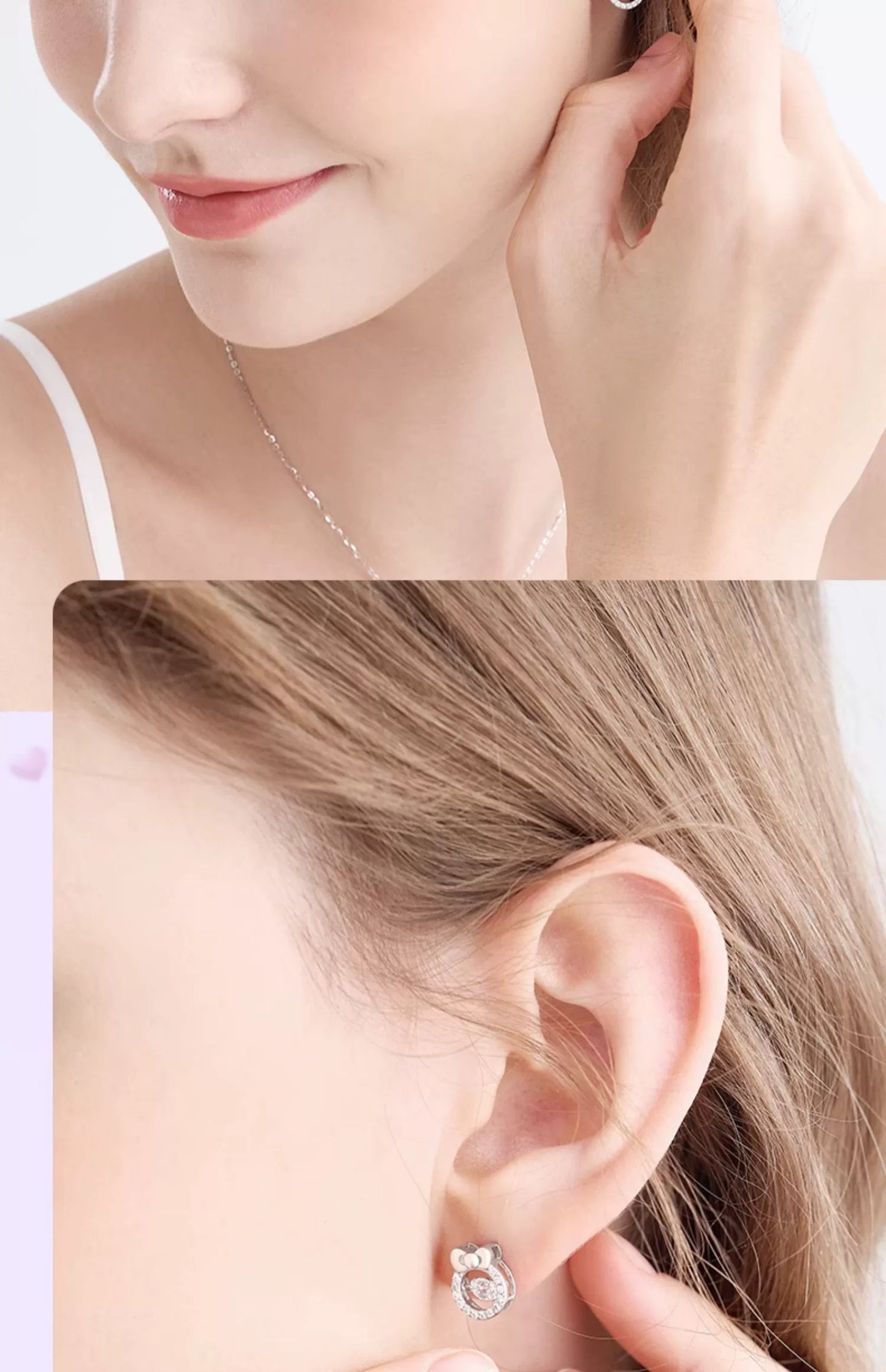 Hello Kitty Beating Heart Zircon 925 Sterling Silver Earrings