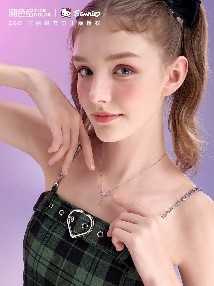 Kuromi Purple Heart & Arrow 925 Sterling Silver Necklace