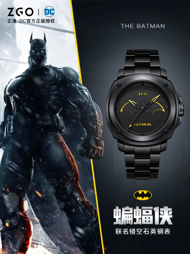 Batman Quartz Men's Stainless Steel Watch 50M Waterproof Glow in the Dark