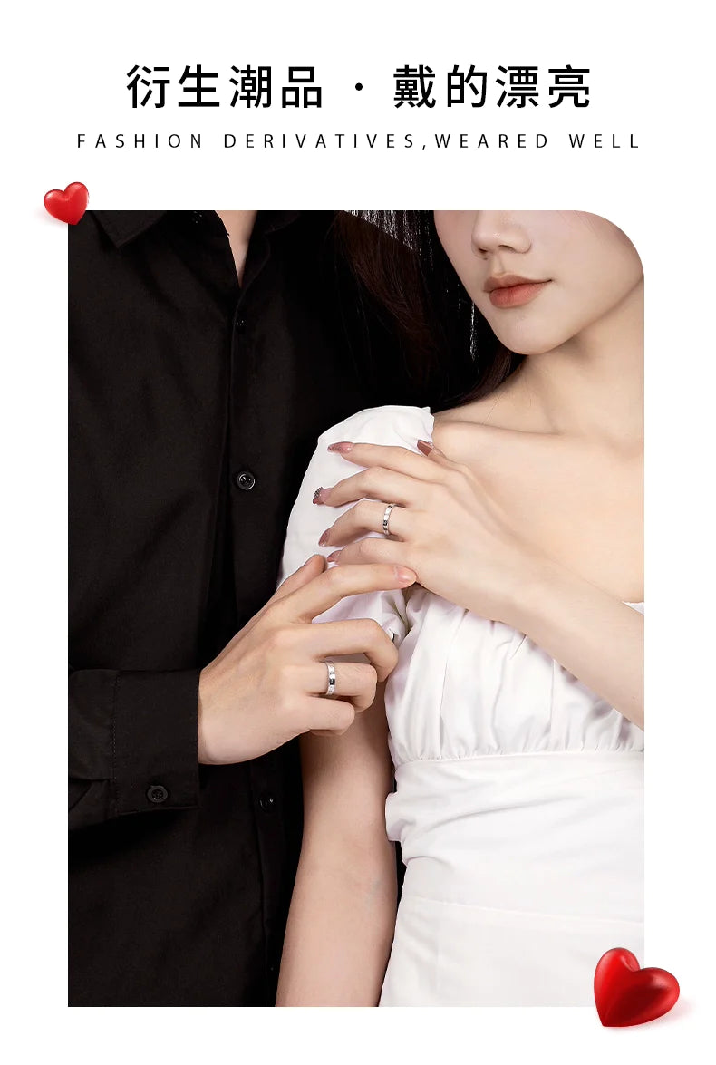In Love Plain 925 Sterling Silver Couples' Open Rings