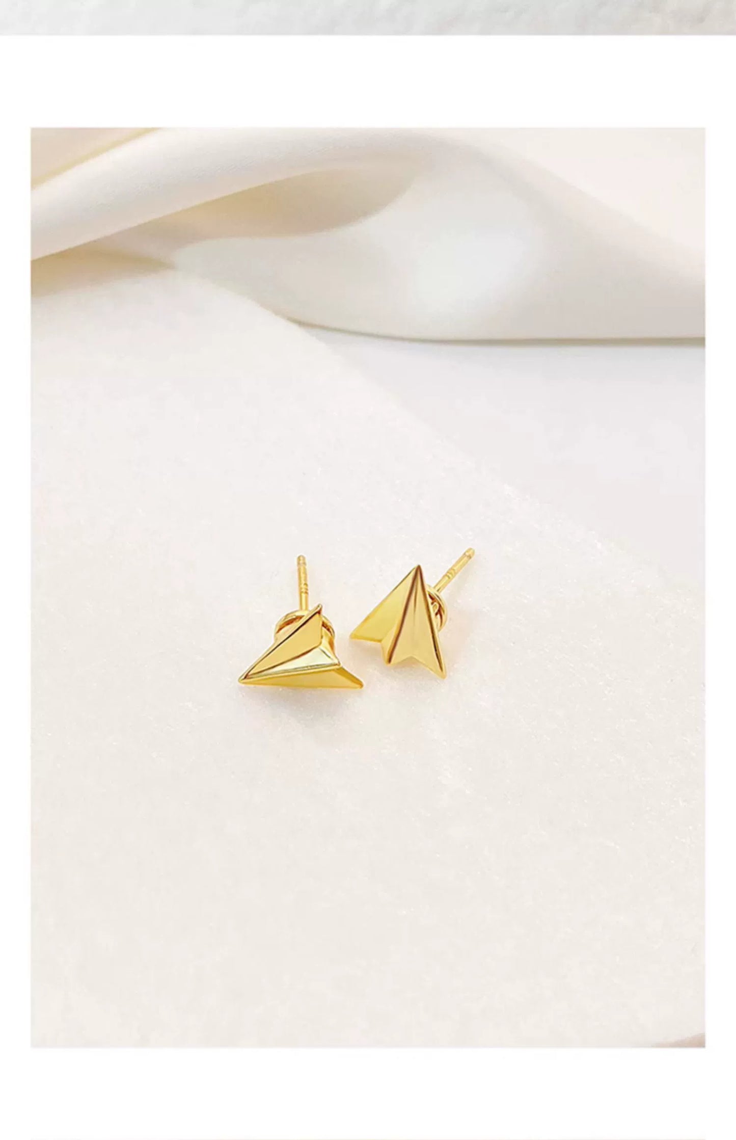 Origami Airplane 925 Sterling Silver Stud Earrings