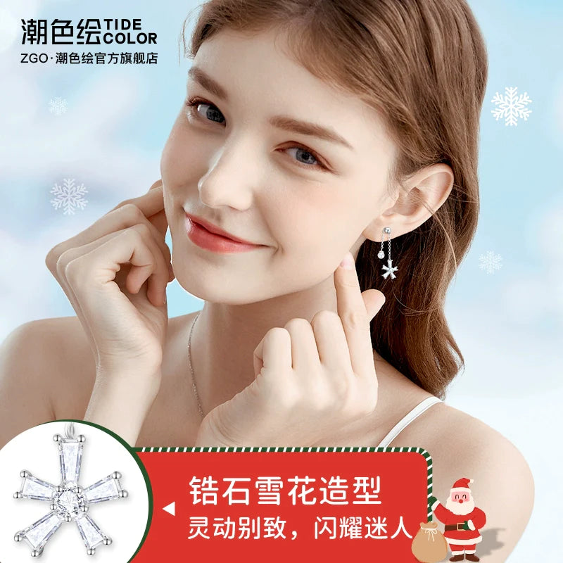 Christmas Snowflake Pearl 925 Sterling Silver Earrings
