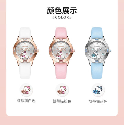 Hello Kitty/Cinnamoroll Crystal Quartz Watch Stainless Steel 30M Waterproof Glow in the Dark