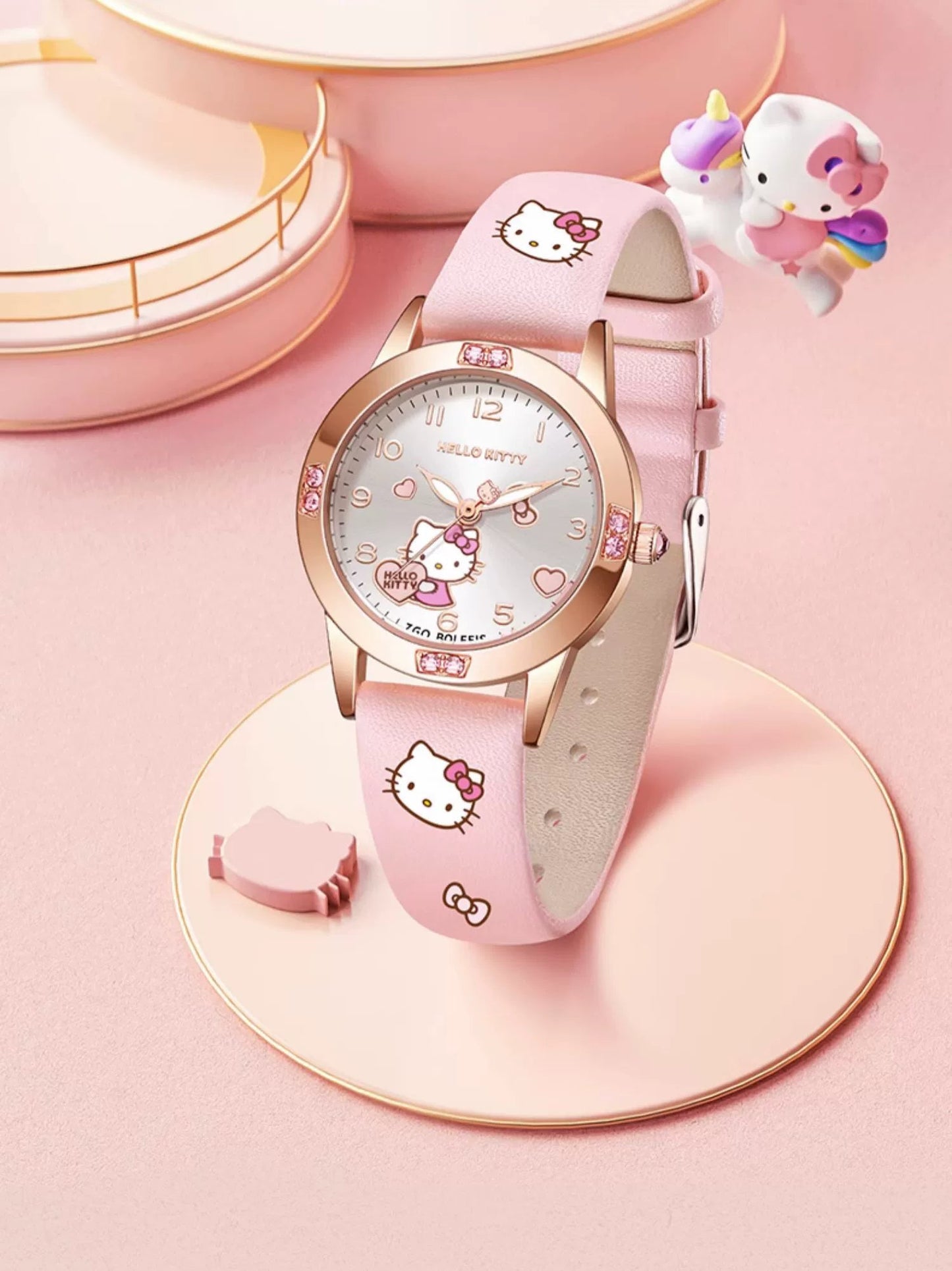 Hello Kitty/Cinnamoroll Crystal Quartz Watch Stainless Steel 30M Waterproof Glow in the Dark